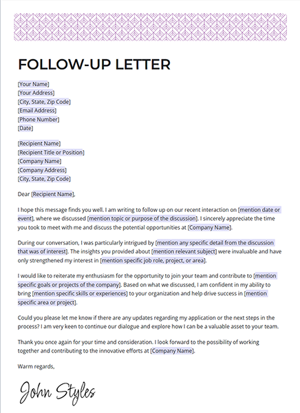 Best Follow-up Letter Template- Bit.ai